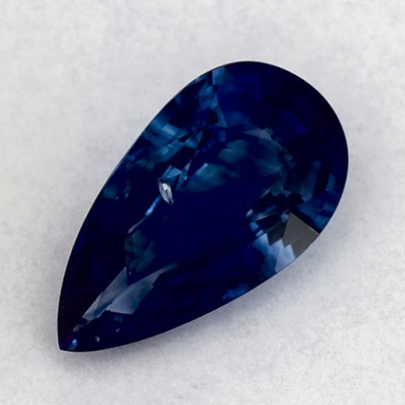 1.57 Carat Pear Natural Blue Sapphire