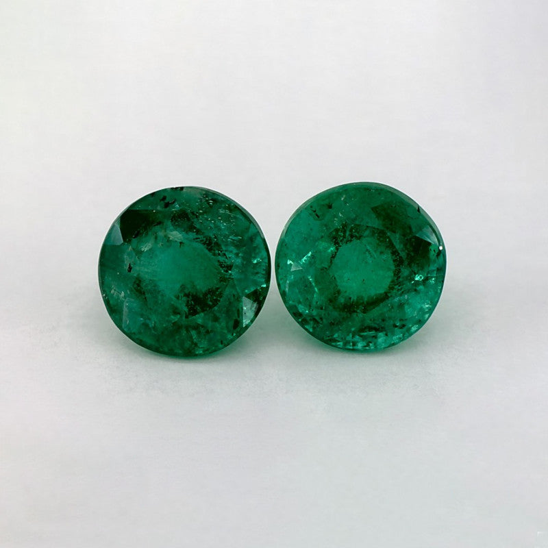 2.24 Total Carat Weight Round Natural Green Emerald