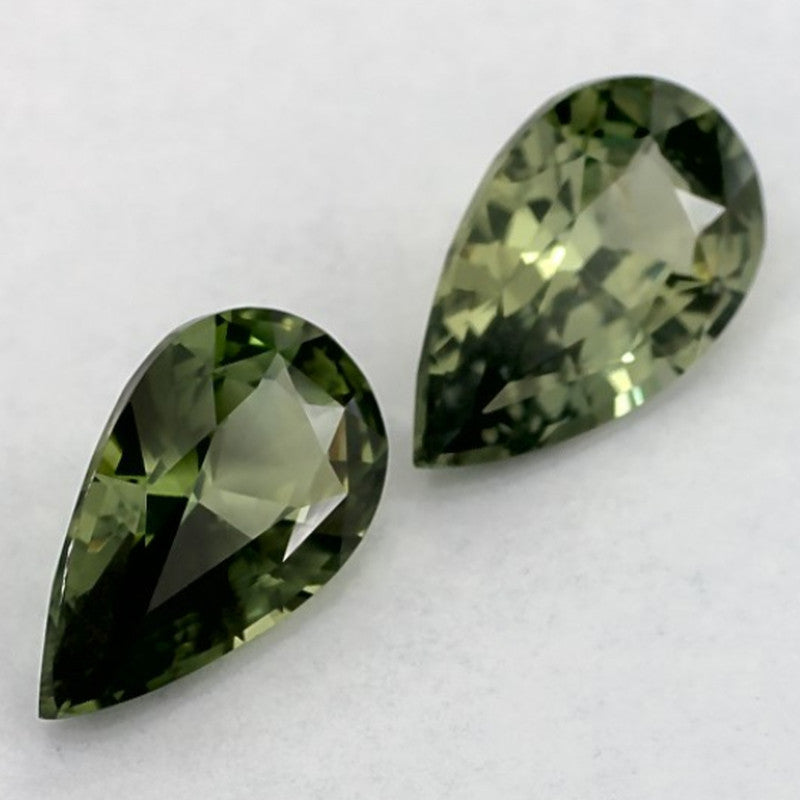 2.08 Carat Pear Natural Green Sapphire