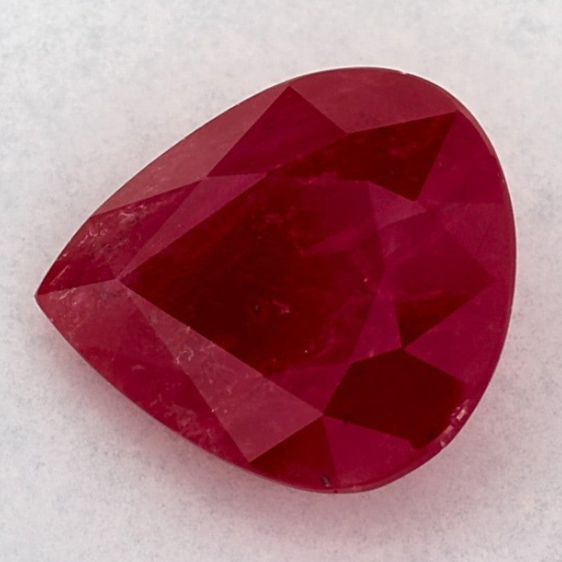 3.16 Carat Pear Natural Red Ruby
