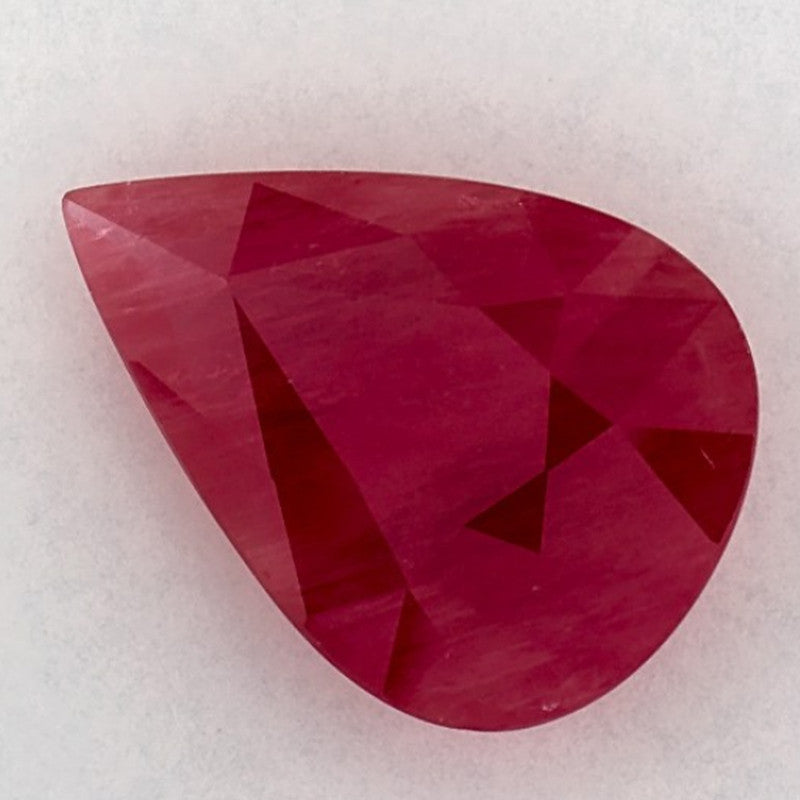 3.81 Carat Pear Natural Red Ruby
