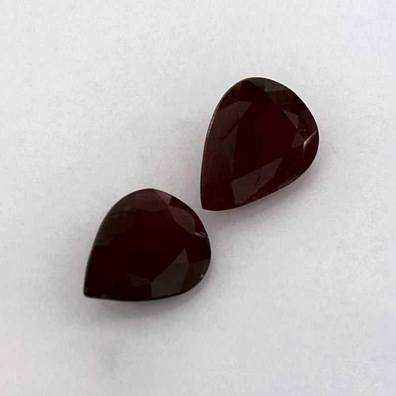 2.00 Total Carat Weight Pear Natural Red Ruby