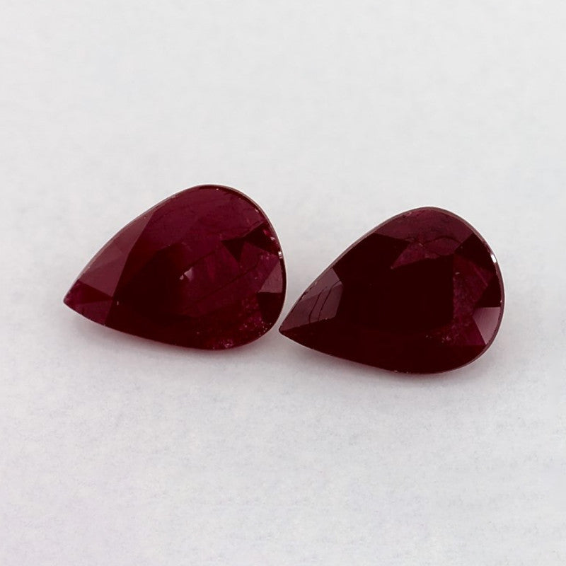 2.47 Total Carat Weight Pear Natural Red Ruby