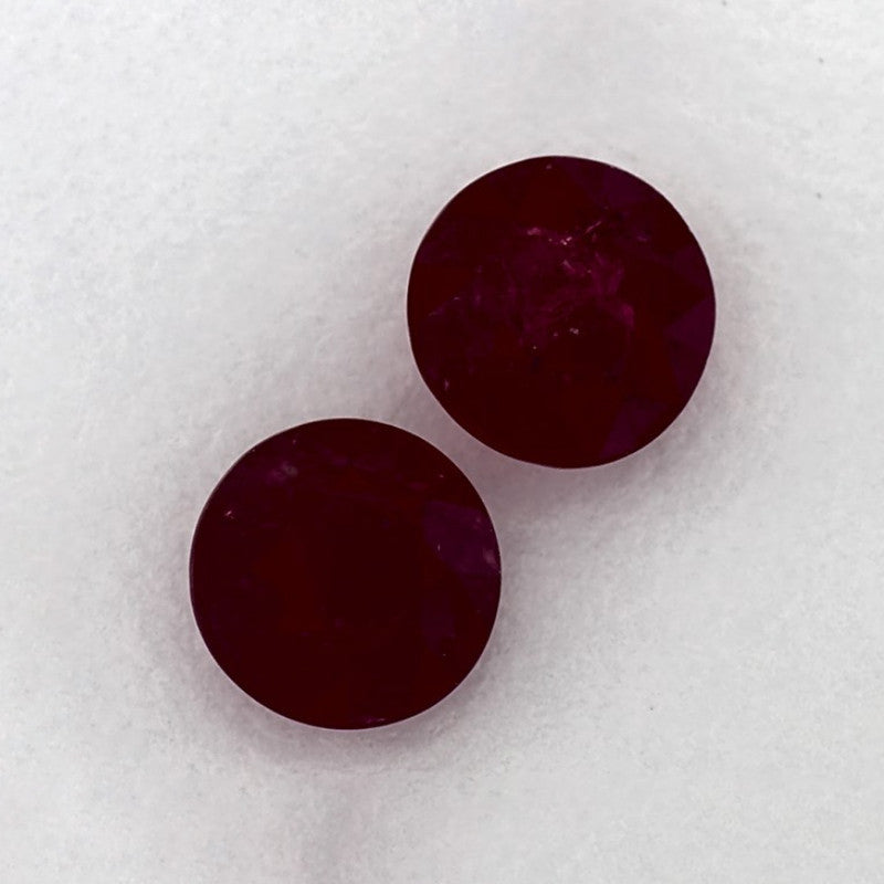 2.08 Total Carat Weight Round Natural Red Ruby