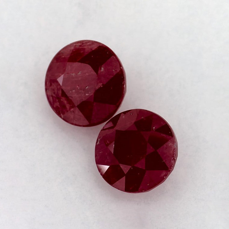 2.96 Total Carat Weight Round Natural Red Ruby