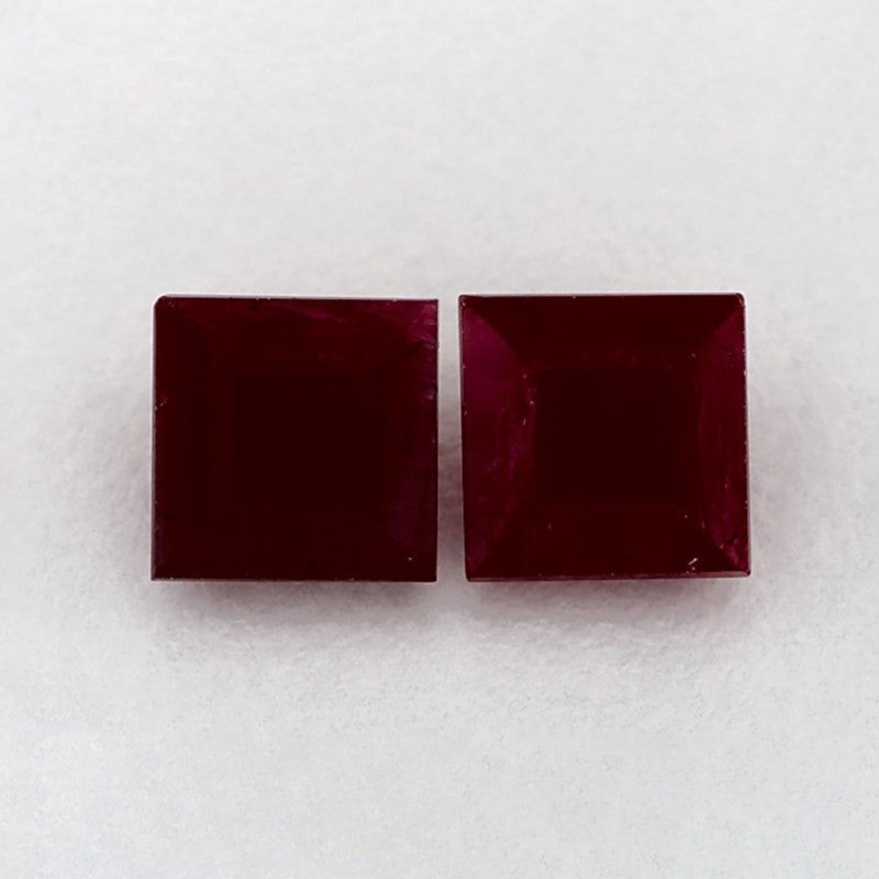 2.36 Total Carat Weight Princess Natural Red Ruby