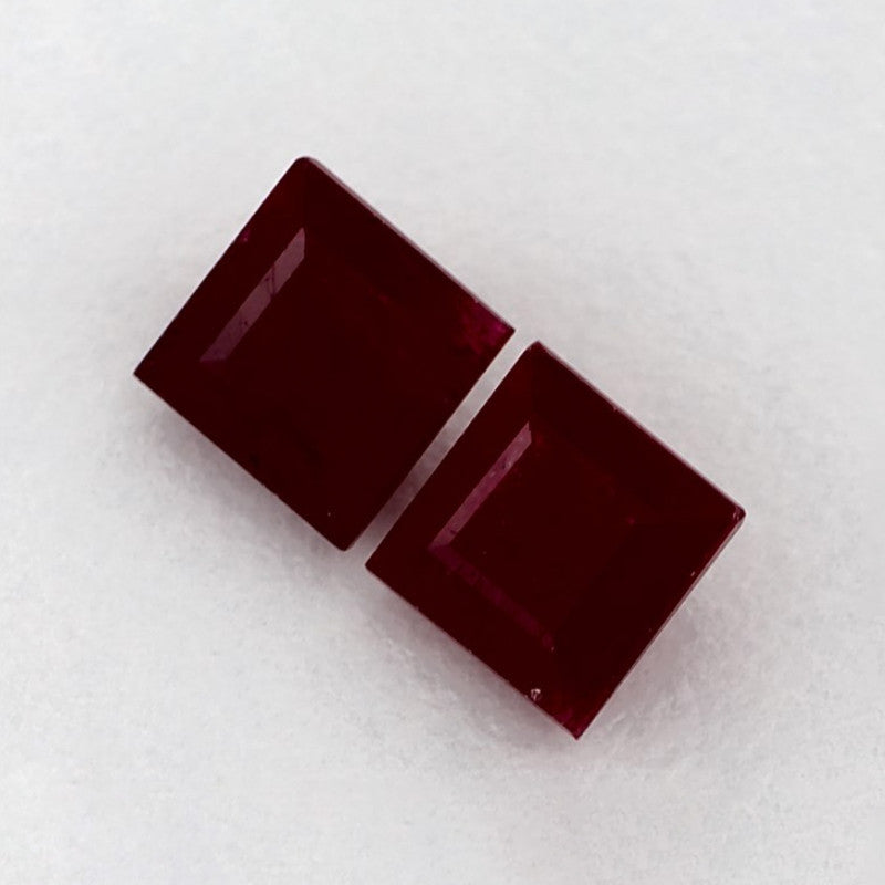 2.36 Total Carat Weight Princess Natural Red Ruby