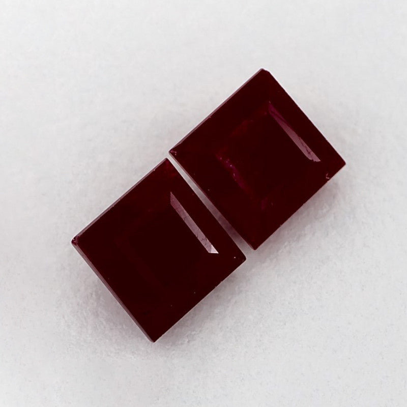 2.36 Total Carat Weight Princess Natural Red Ruby