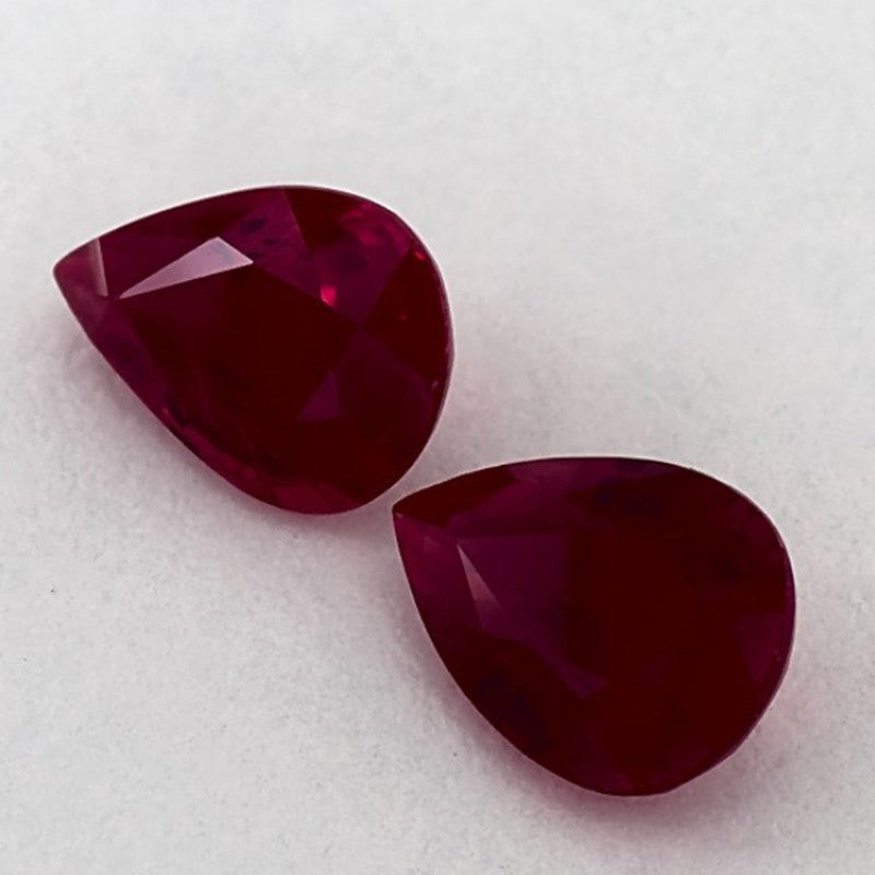 1.62 Total Carat Weight Pear Natural Red Ruby