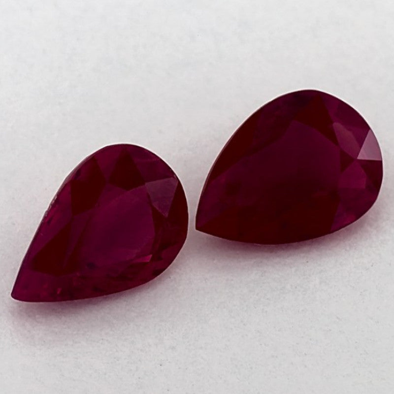 1.62 Total Carat Weight Pear Natural Red Ruby