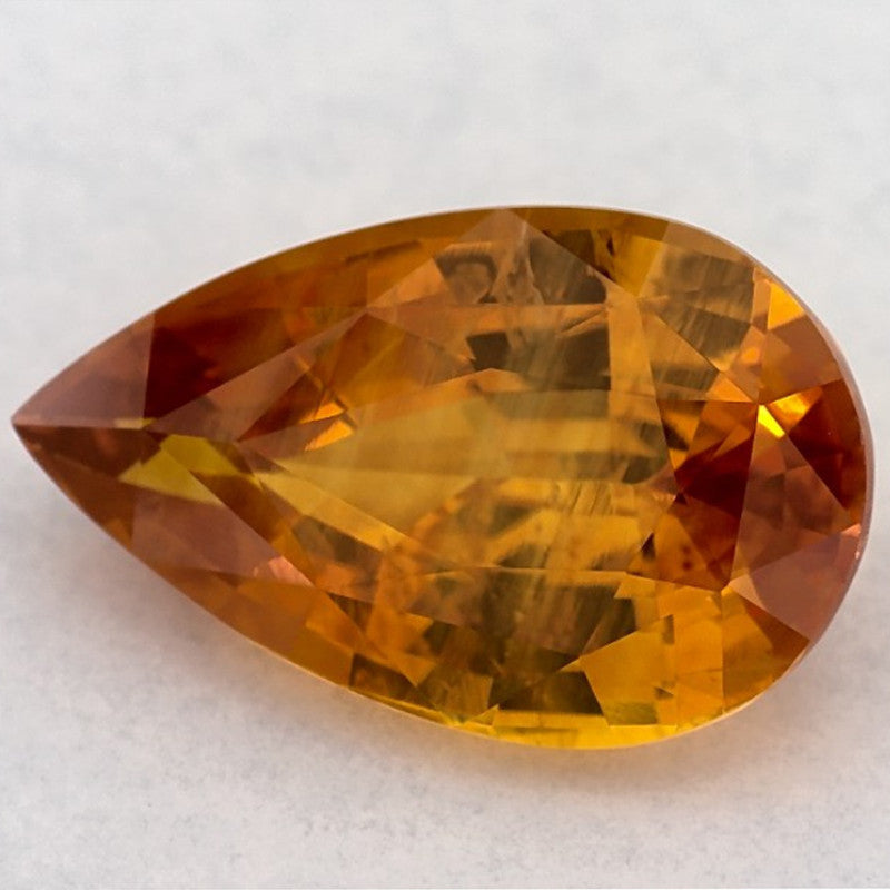 3.90 Carat Pear Natural Yellow Sapphire